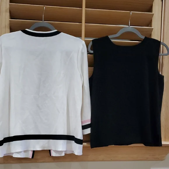 Ming Wang White Blazer with Pink and Black Accents - Picture 2 of 11